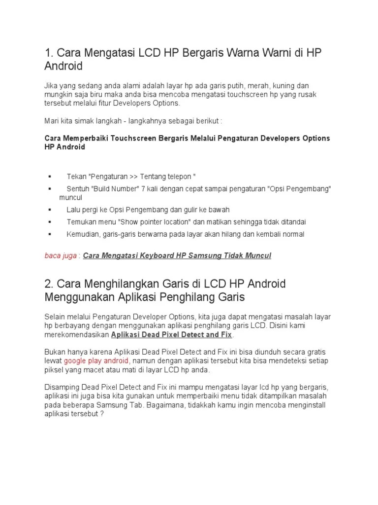 Aplikasi Penghilang Garis Lcd. LCD HP