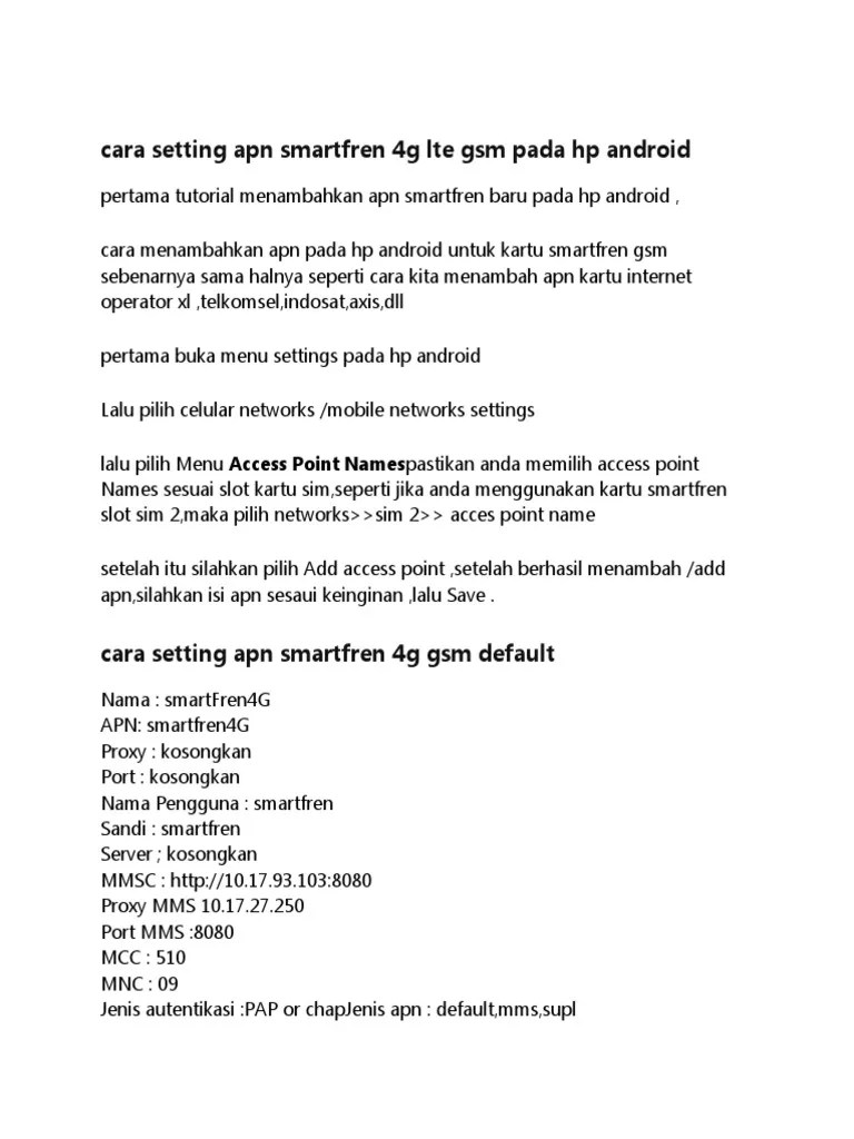 Apn Smartfren 4g Gsm Tercepat. Cara Setting Apn Smartfren 4g Lte GSM Pada HP Android