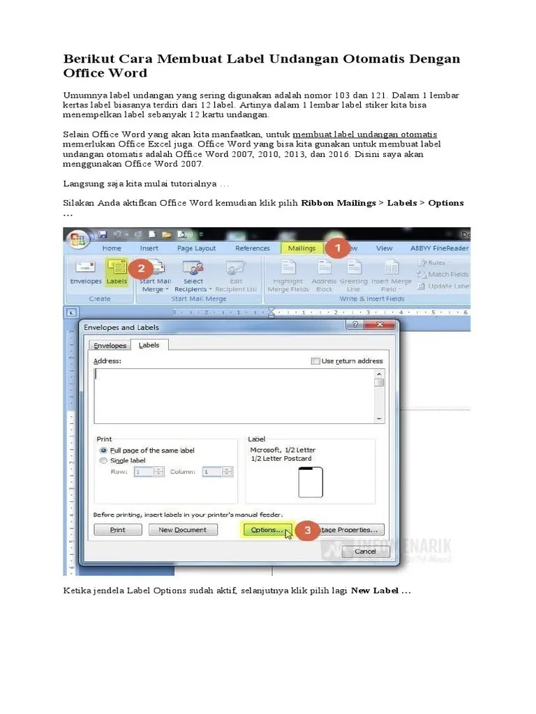 Format Label Undangan 103 Word 2007. Berikut Cara Membuat Label Undangan Otomatis Dengan Office Word