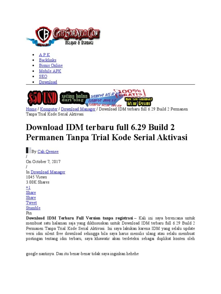 Idm Terbaru Free Download Full Version Serial Number. IDM Terbaru Full 6.29 Build 2 Permanen Tanpa Trial Kode Serial Aktivasi