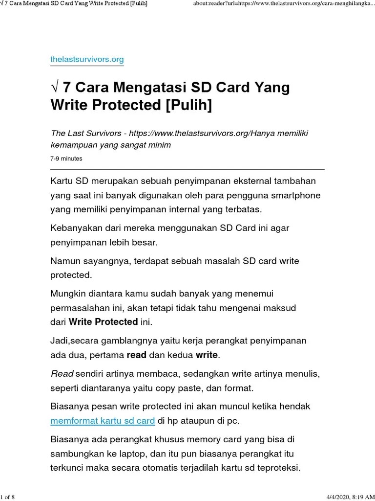 Sd Card Write Protect. 7 Cara Mengatasi SD Card Yang Write Protected (Pulih)