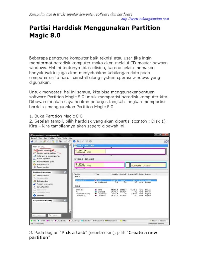 Cara Menggunakan Link2sd Tanpa Partisi. Partisi Harddisk Menggunakan Partition Magic 8