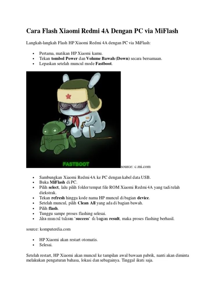 Mi Flash Redmi 4a. Cara Flash Xiaomi Redmi 4A Dengan PC Via MiFlash