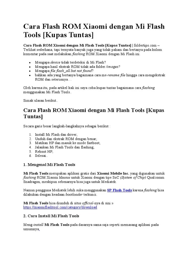 Tidak Terdeteksi Di Miflash. Cara Flash ROM Xiaomi Dengan Mi Flash Tools (Kupas Tuntas)