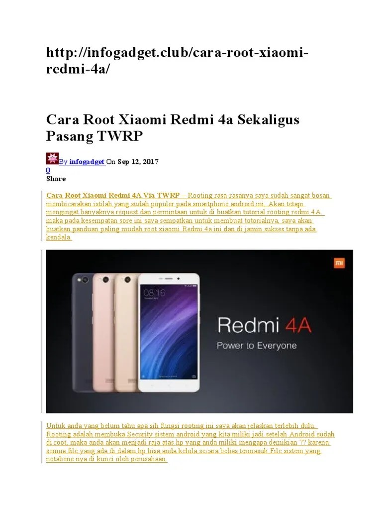 Twrp Non Ubl Redmi 4a. Cara Root Xiaomi Redmi 4a Sekaligus Pasang TWRP