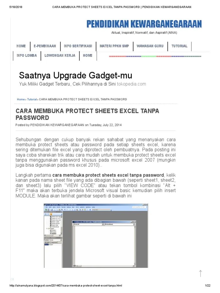 Cara Membuka Pdf Yang Di Protect. Cara Membuka Protect Sheets Excel Tanpa Password - Pendidikan Kewarganegaraan