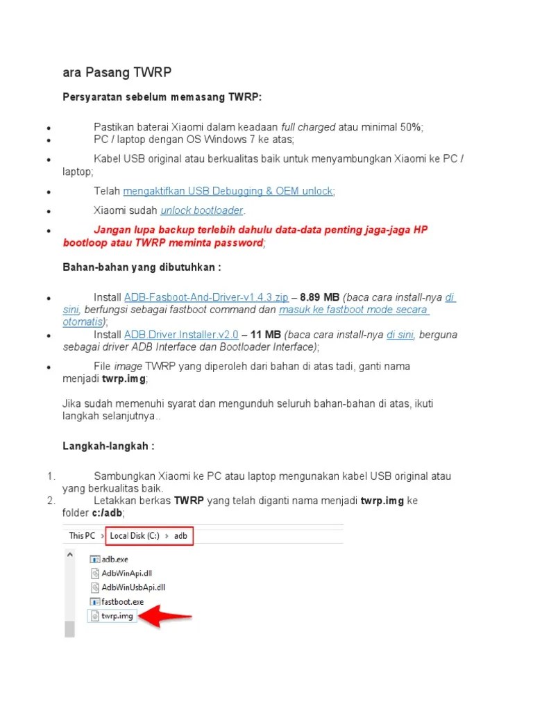 Twrp Redmi Note 3 Mtk. Cara Pasang TWRP