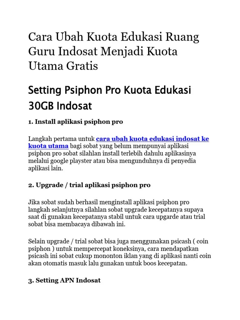 Cara Setting Psiphon 3 Di Pc. Cara Ubah Kuota Edukasi Ruang Guru Indosat