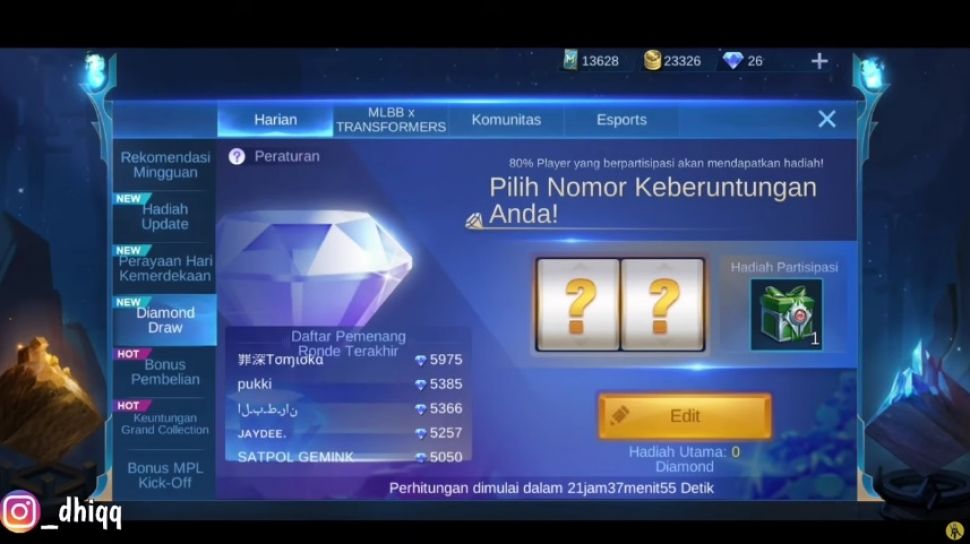 Free 5000 Diamond Mobile Legend 2021. Tips Diamond Draw Mobile Legends 2021, Biar Dapat Ribuan Diamond