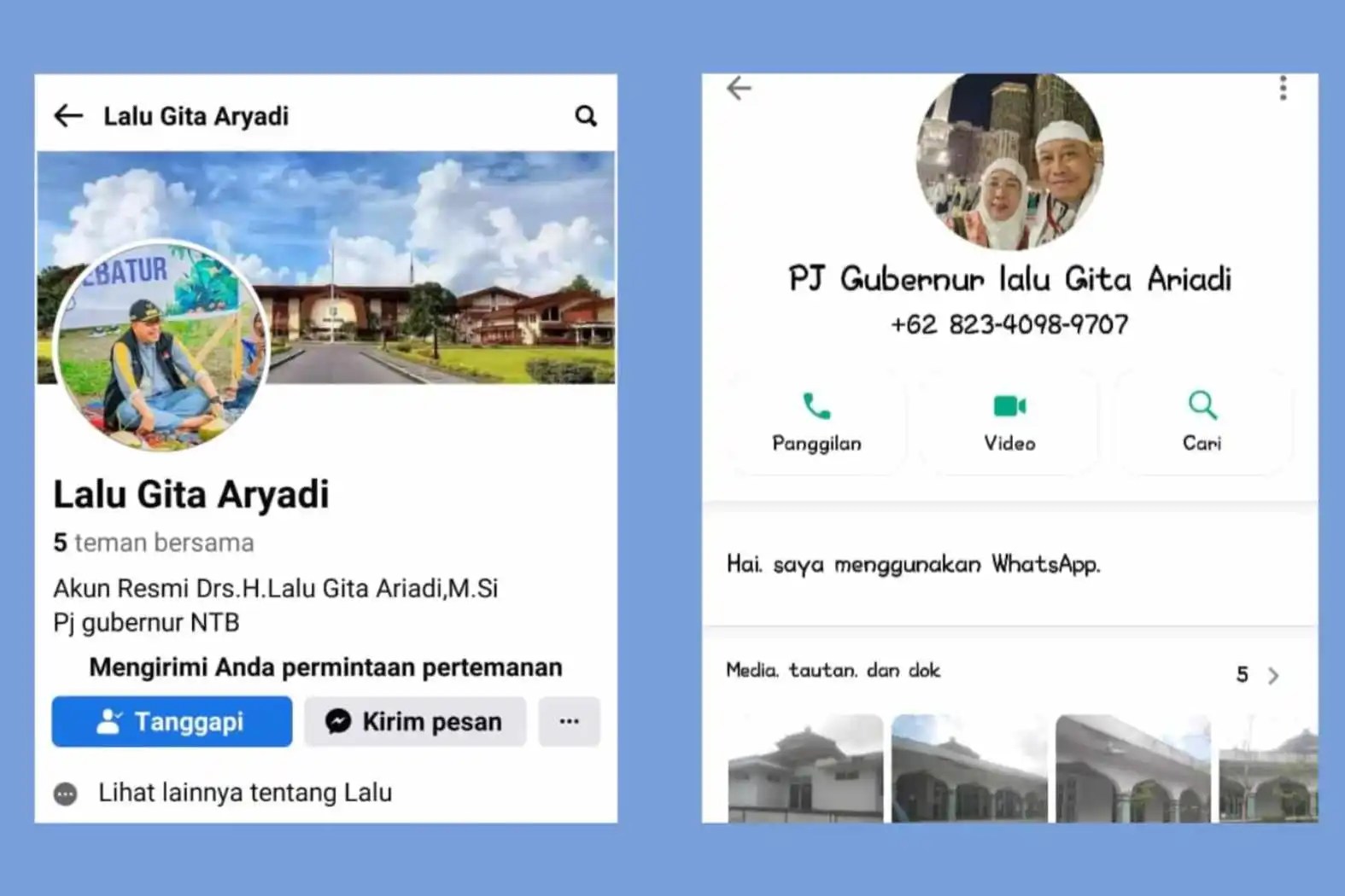 Temukan Akun Fb Saya. Diskominfotik NTB Kembali Temukan Akun FB dan WhatsApp Palsu Pj. Gubernur, Masyarakat Diminta Hati-hati Modus Penipuan