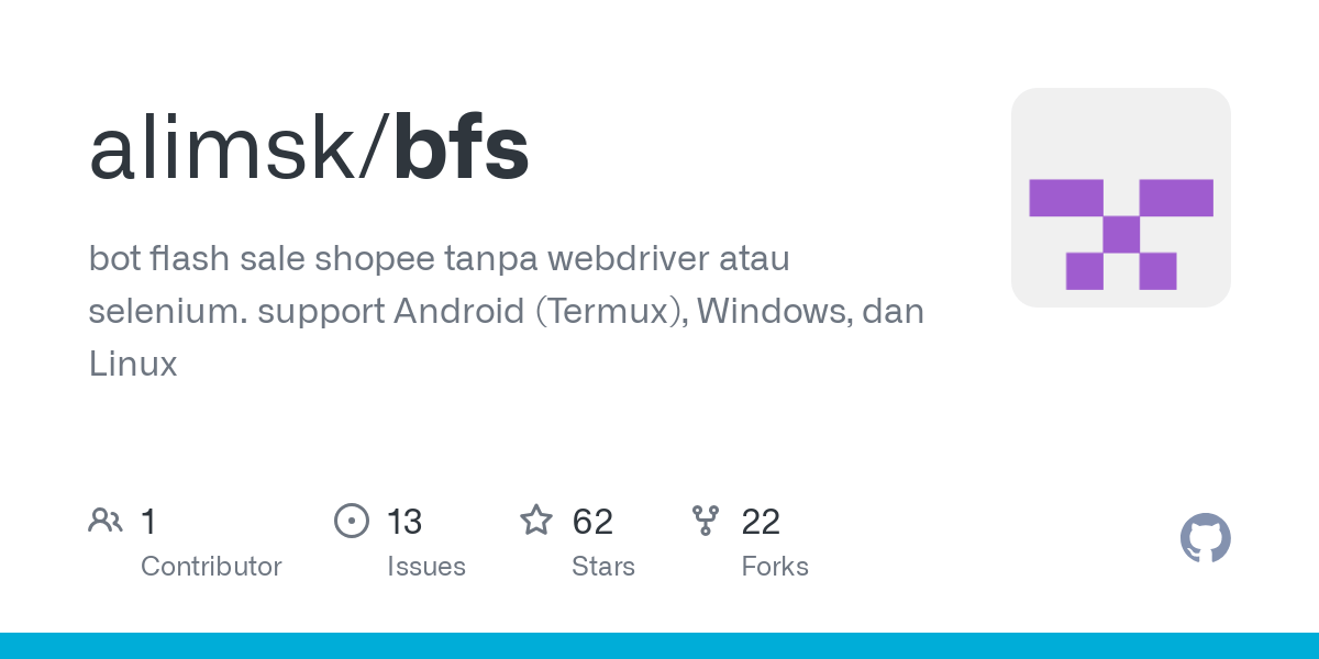 Cara Buat Bot Shopee. alimsk/bfs: bot flash sale shopee tanpa webdriver atau selenium. support Android (Termux), Windows, dan Linux