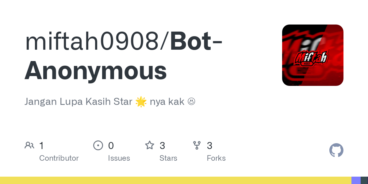 Anonymous Chat Whatsapp Bot. miftah0908/Bot-Anonymous: Jangan Lupa Kasih Star 🌟 nya kak ☺️