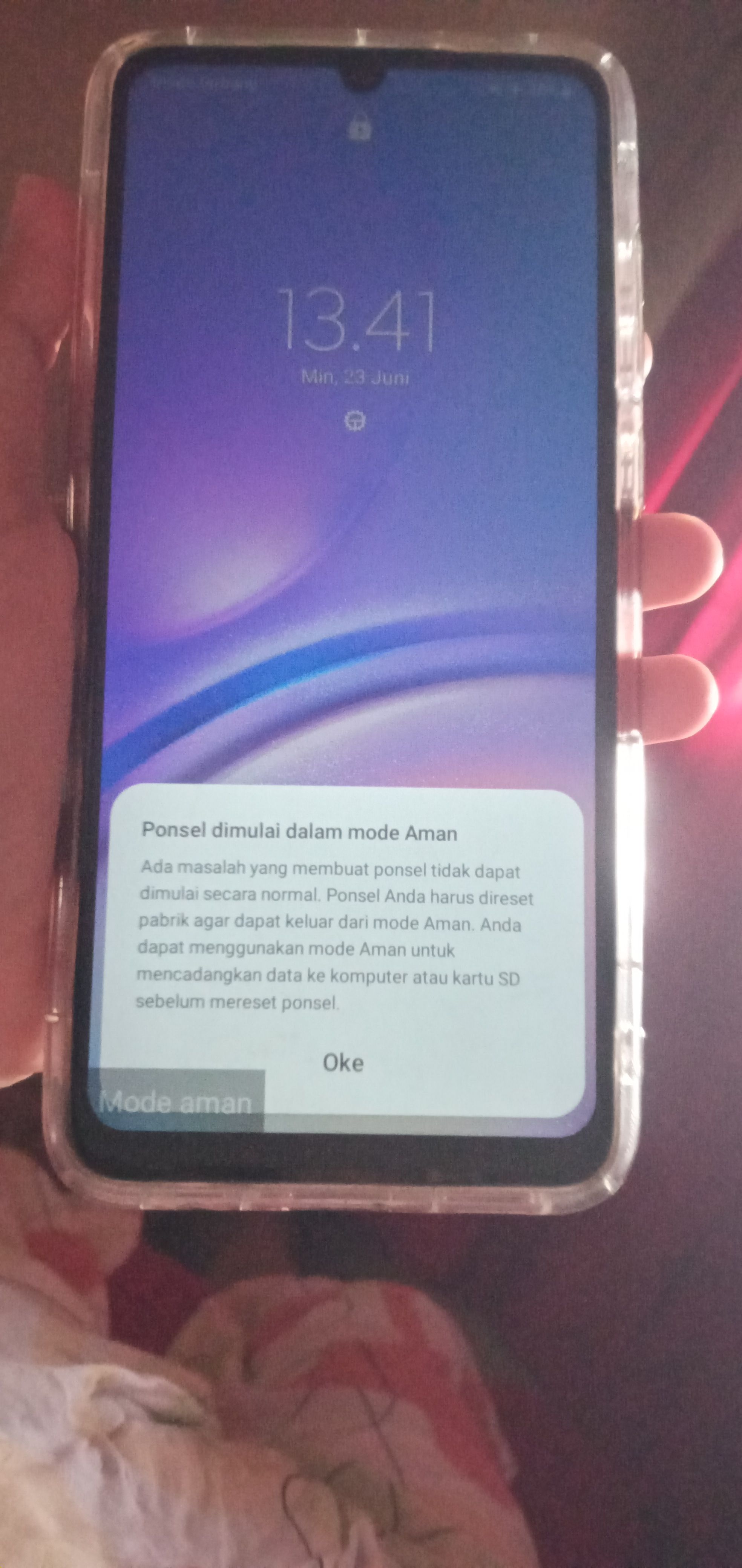 Mode Aman Samsung Tidak Bisa Hilang. Tiba tiba muncul Mode Aman dan gak bisa hilang