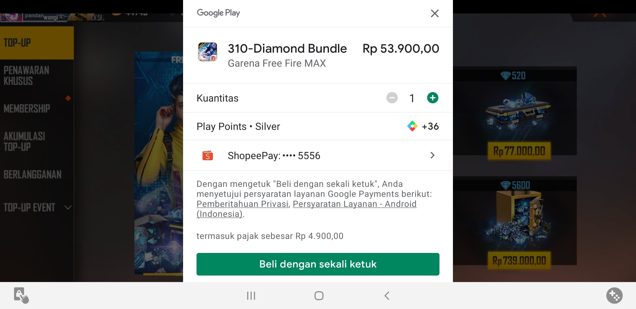 Top Up Ff Google Play. Tidak bisa top up via saldo google play game Free Fire