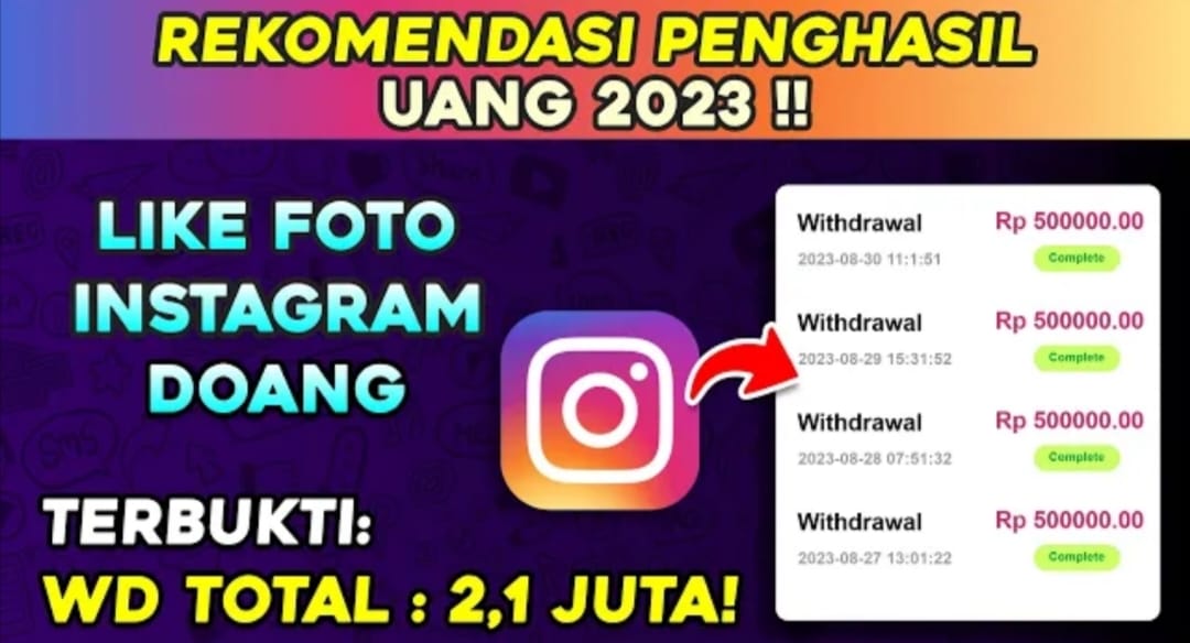 Aplikasi Like Instagram Dapat Uang. Banyakin Like dan Unggah Foto Layaknya di Instagram, Kamu Bisa Dapatkan Saldo DANA Rp 2.100.000, Gratis!