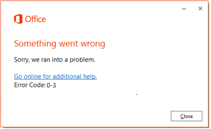 Product Key Office 365 Windows 10. Error code 0-3 when installing Office