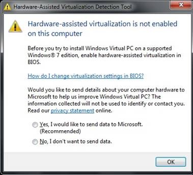 Cara Mengaktifkan Virtualization Di Windows 7. Pesan kesalahan tentang virtualisasi perangkat keras yang dibantu untuk Mode Windows XP dalam Windows Virtual PC pada komputer yang menjalankan Windows 7