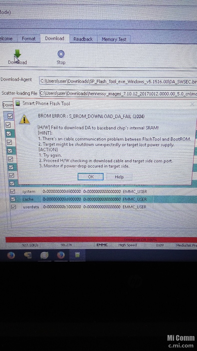 Flash Mi Note 3. flashing redmi note 3 MTK BROM ERROR