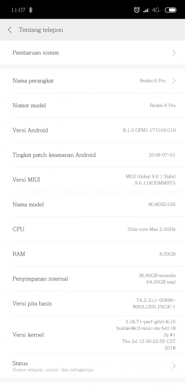 Rom Redmi 4 Bahasa Indonesia. Apakah dgn angka ini 9.6.1.0(ODMMIFD) Redmi 6Pro sy abal-abal ato asli