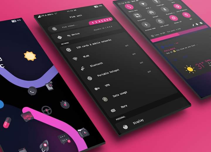 Tema Xiaomi Keren Miui 10. Night pink theme miui10 Tembus