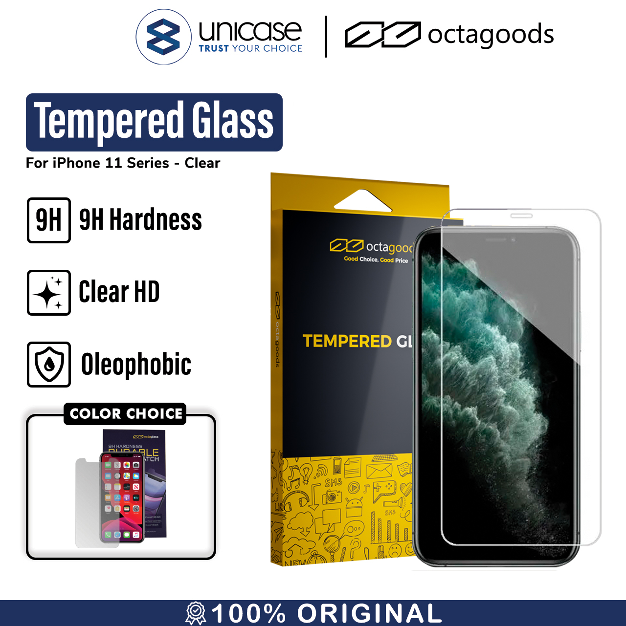 Anti Gores Gorilla Glass. Tempered Glass Anti gores iPhone 11 Pro Max XS Max XS XR X OCTA Clear – Unicase Store
