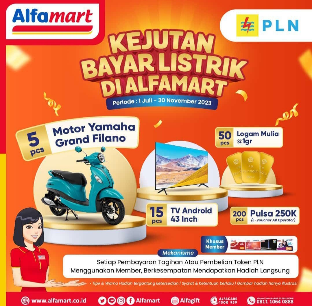 Cara Bayar Listrik Di Alfamart. Promo Bayar Listrik Di Alfamart Berhadiah Motor Yamaha Grand Filano